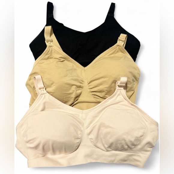 ILoveSia Black, Beige & Crème Sports Bra Clamping Adjustable Straps Bundle of 3 - Picture 1 of 10